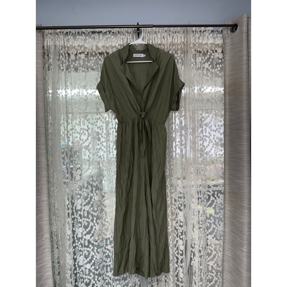 Petal and Pup archie olive green tie front jumpsuit size 4